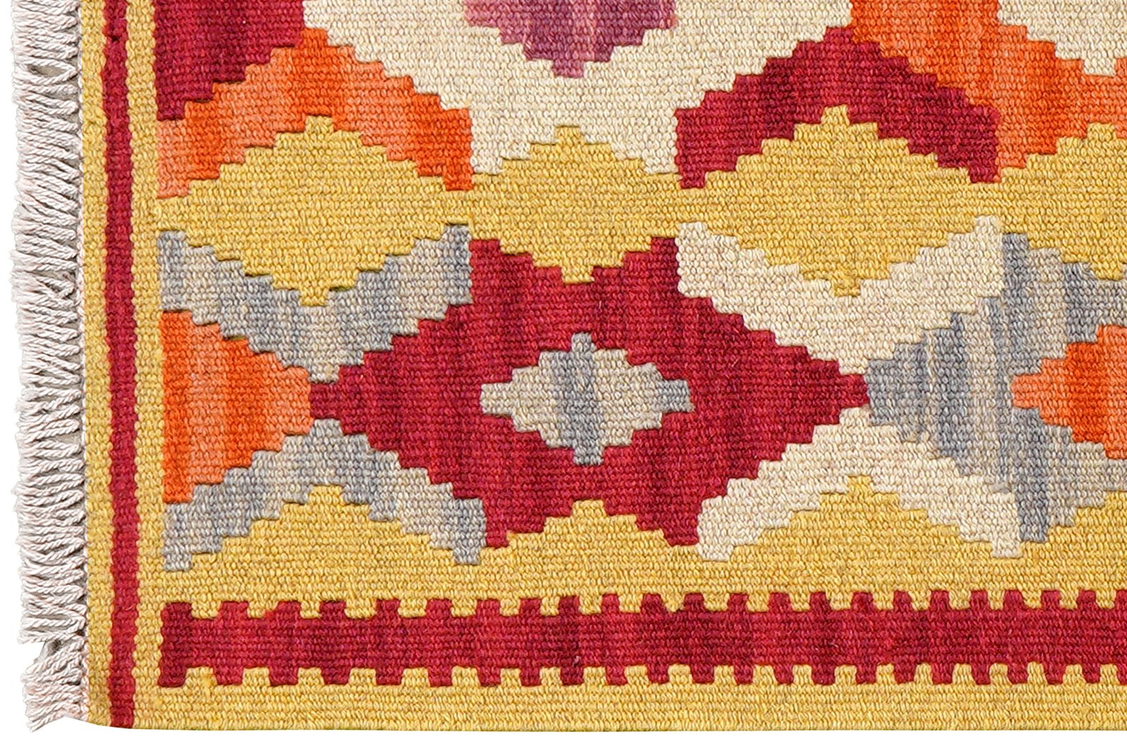 Kelim Gashgai — Handmade, 64x88 cm, Yellow, 100% Virgin Wool | View 3