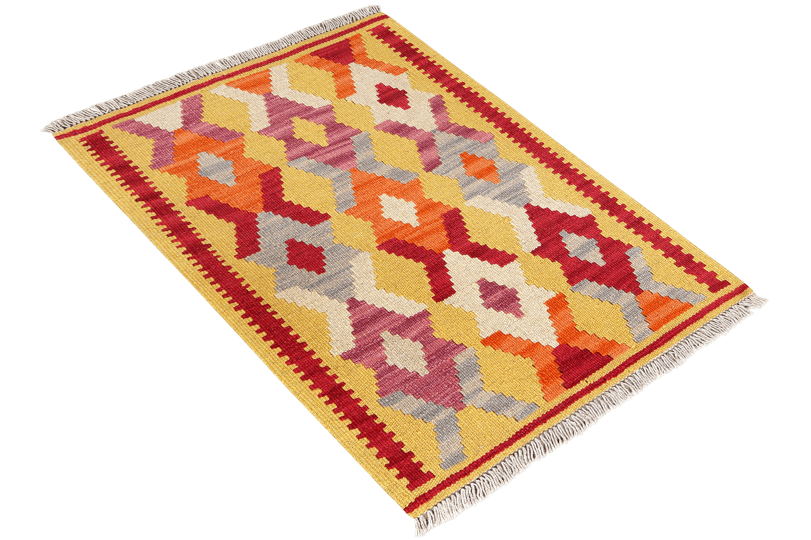 Kelim Gashgai — Handmade, 64x88 cm, Yellow, 100% Virgin Wool | View 4