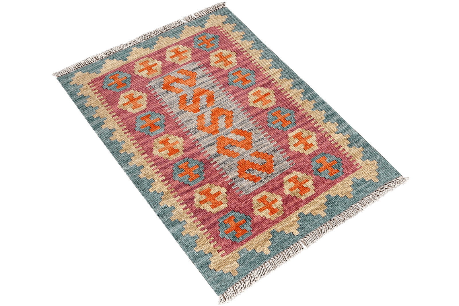 Kelim Gashgai — Handmade, 65x90 cm, Pink, 100% Virgin Wool | View 4