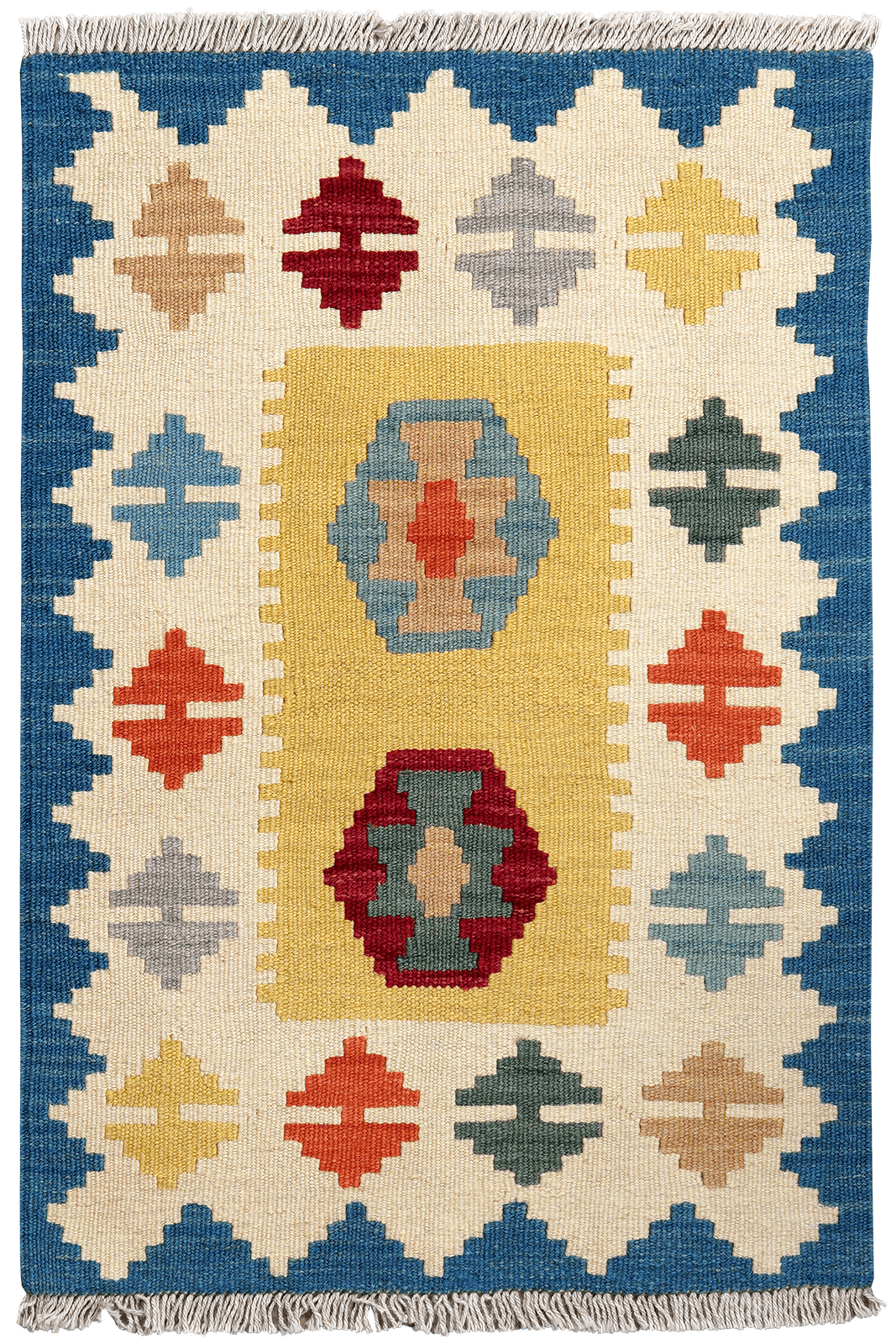 Kelim Gashgai — Handmade, 62x93 cm, Beige, 100% Virgin Wool | Main view