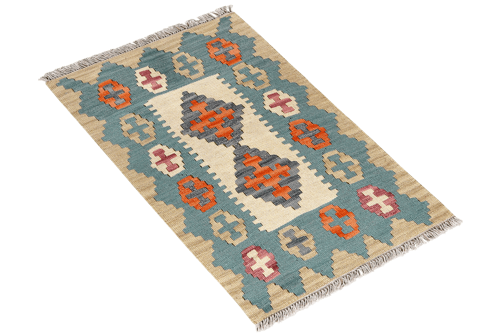 Kelim Gashgai — Handmade, 62x90 cm, Blue, 100% Virgin Wool | View 4