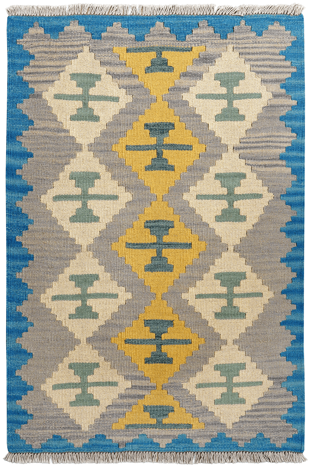 Kelim Gashgai — Handmade, 80x117 cm, Grey, 100% Virgin Wool | Main view