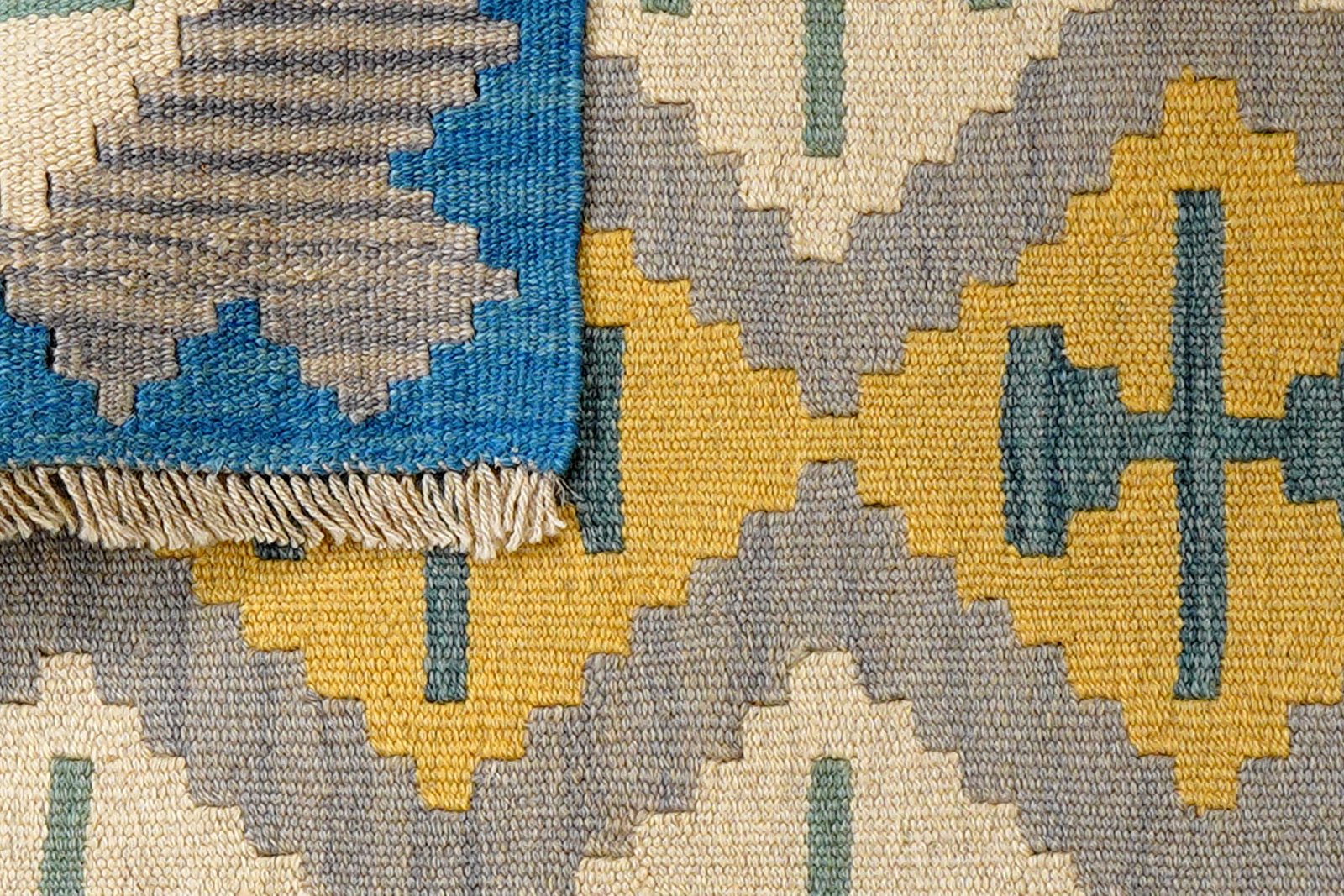 Kelim Gashgai — Handmade, 80x117 cm, Grey, 100% Virgin Wool | View 6