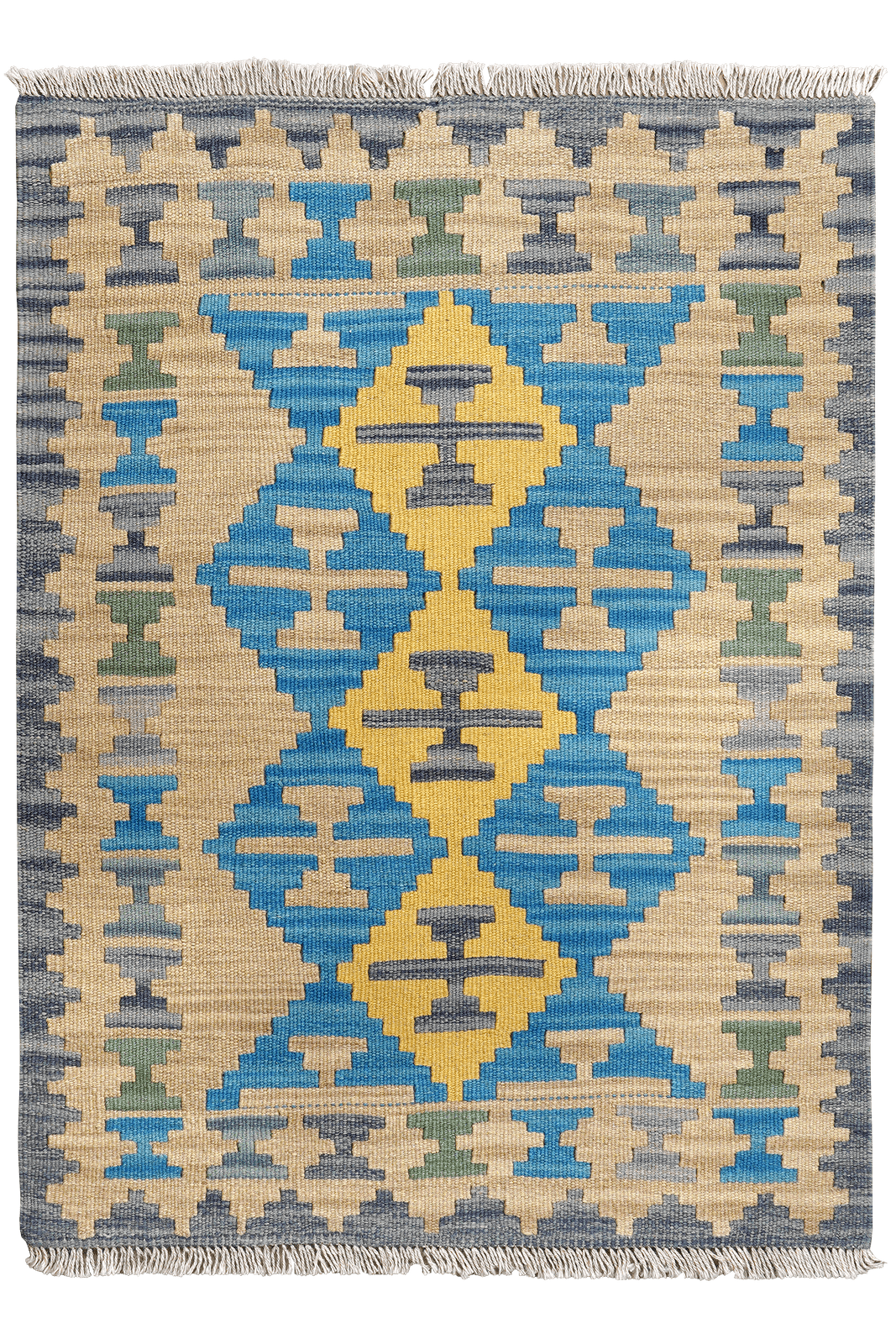 Kelim Gashgai — Handmade, 80x110 cm, Beige, 100% Virgin Wool | Main view