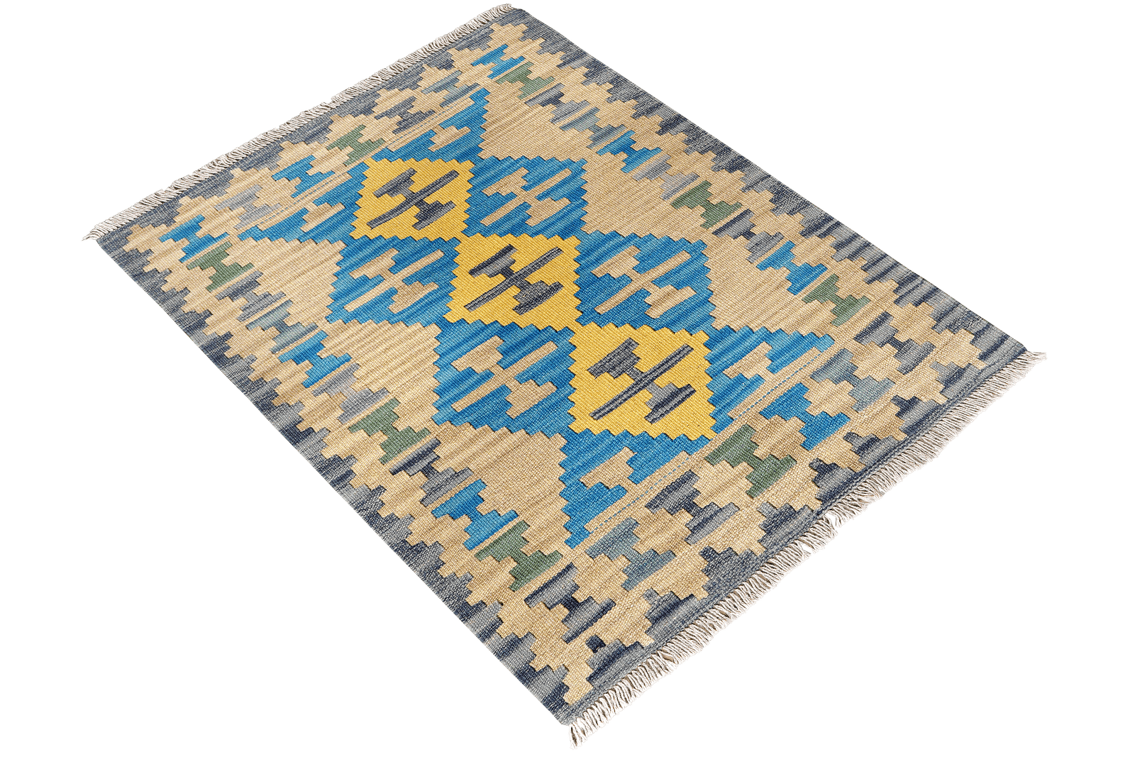 Kelim Gashgai — Handmade, 80x110 cm, Beige, 100% Virgin Wool | View 4