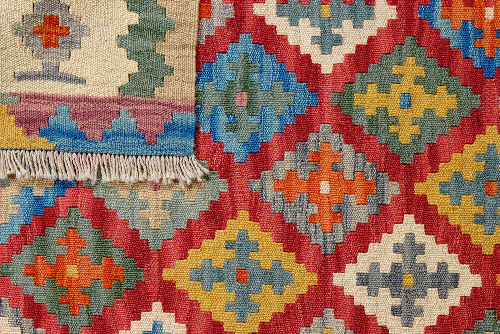 Kelim Gashgai — Handmade, 109x150 cm, Pink, 100% Virgin Wool | View 6