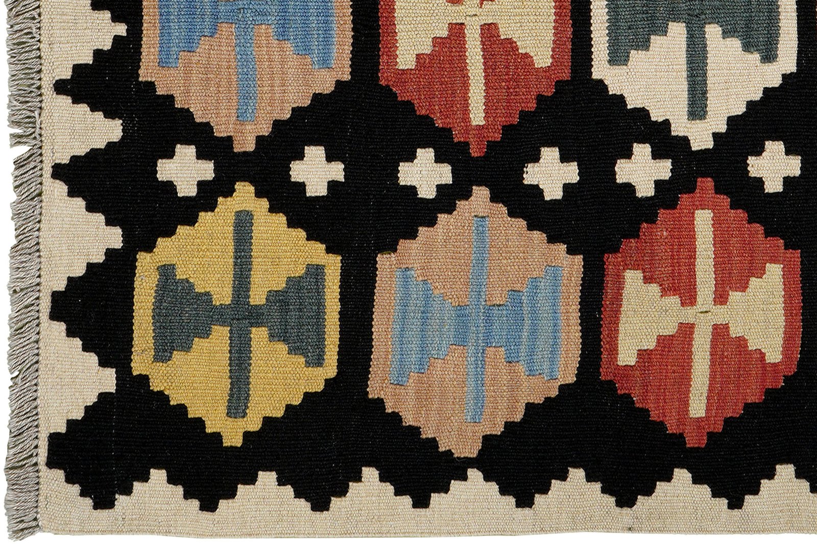 Kelim Gashgai — Handmade, 104x152 cm, Black, 100% Virgin Wool | View 3