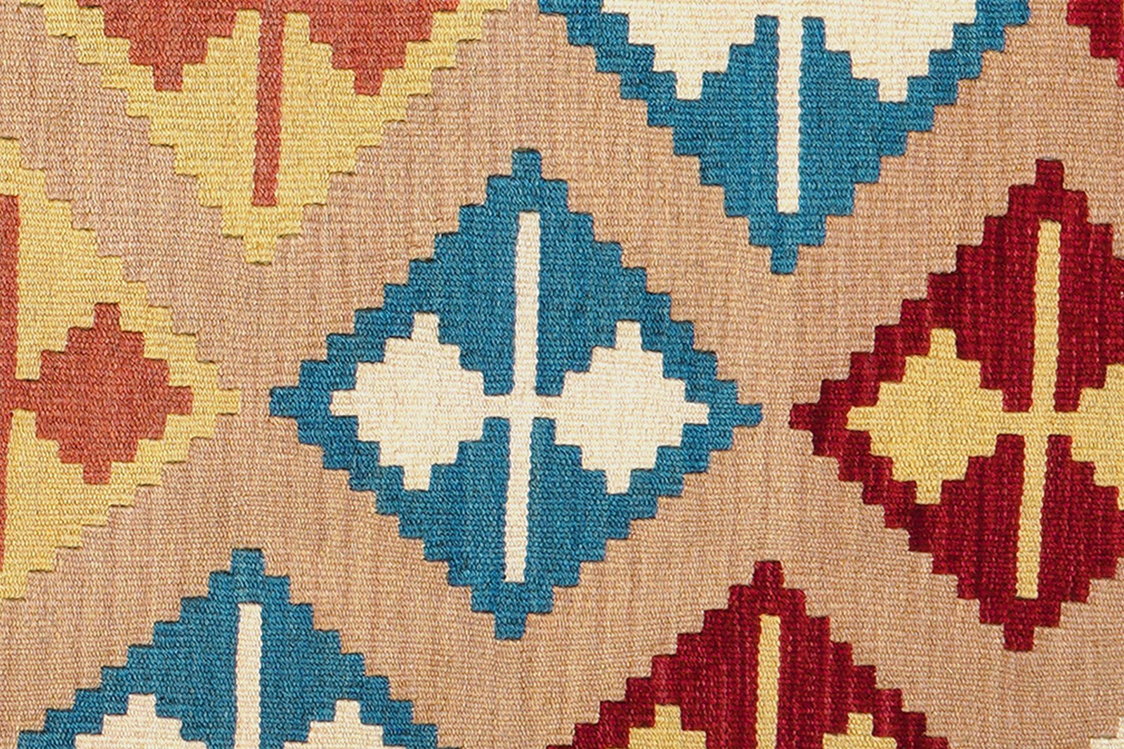 Kelim Gashgai — Handmade, 104x147 cm, Beige, 100% Virgin Wool | View 5
