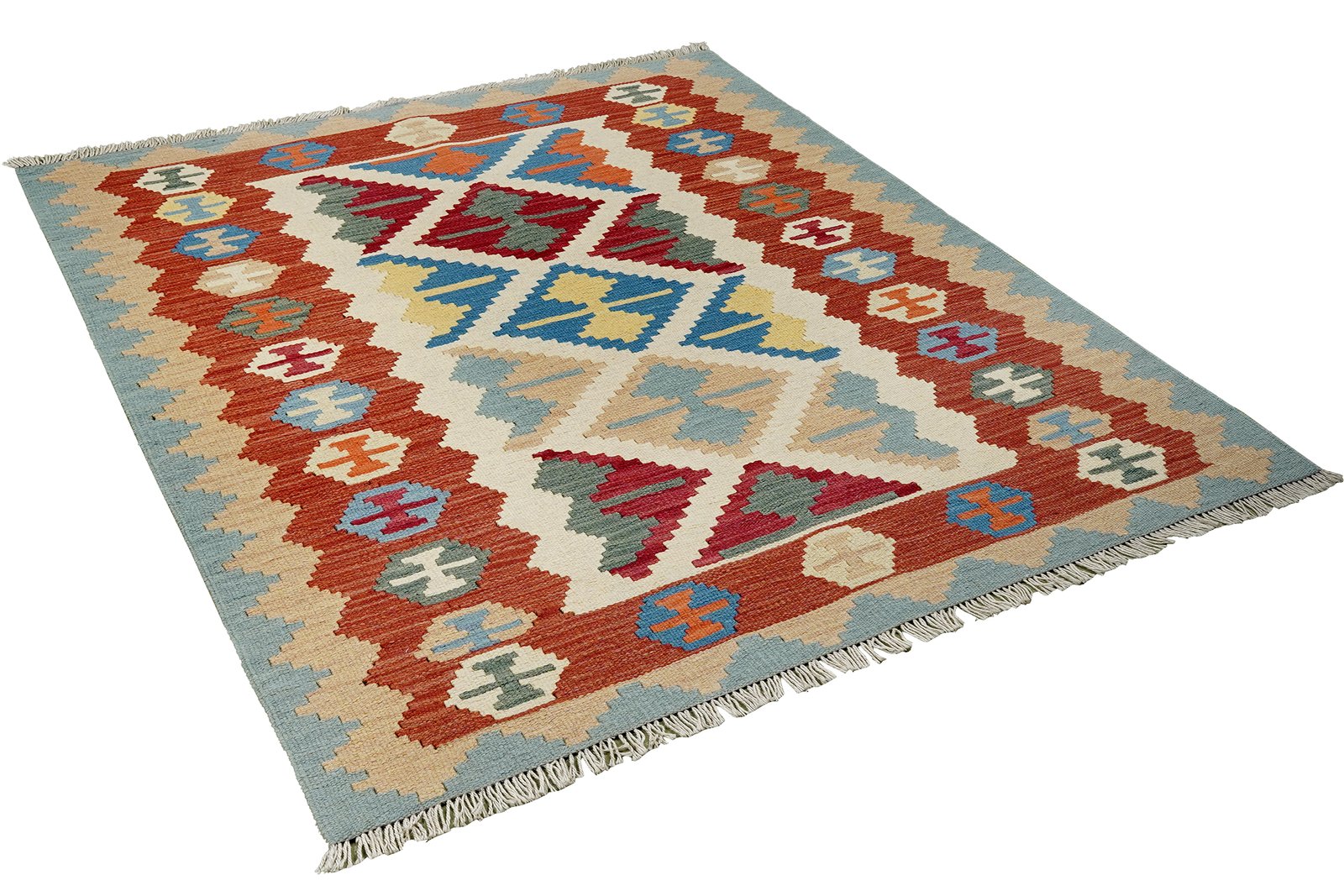 Kelim Gashgai — Handmade, 105x152 cm, Beige, 100% Virgin Wool | View 4