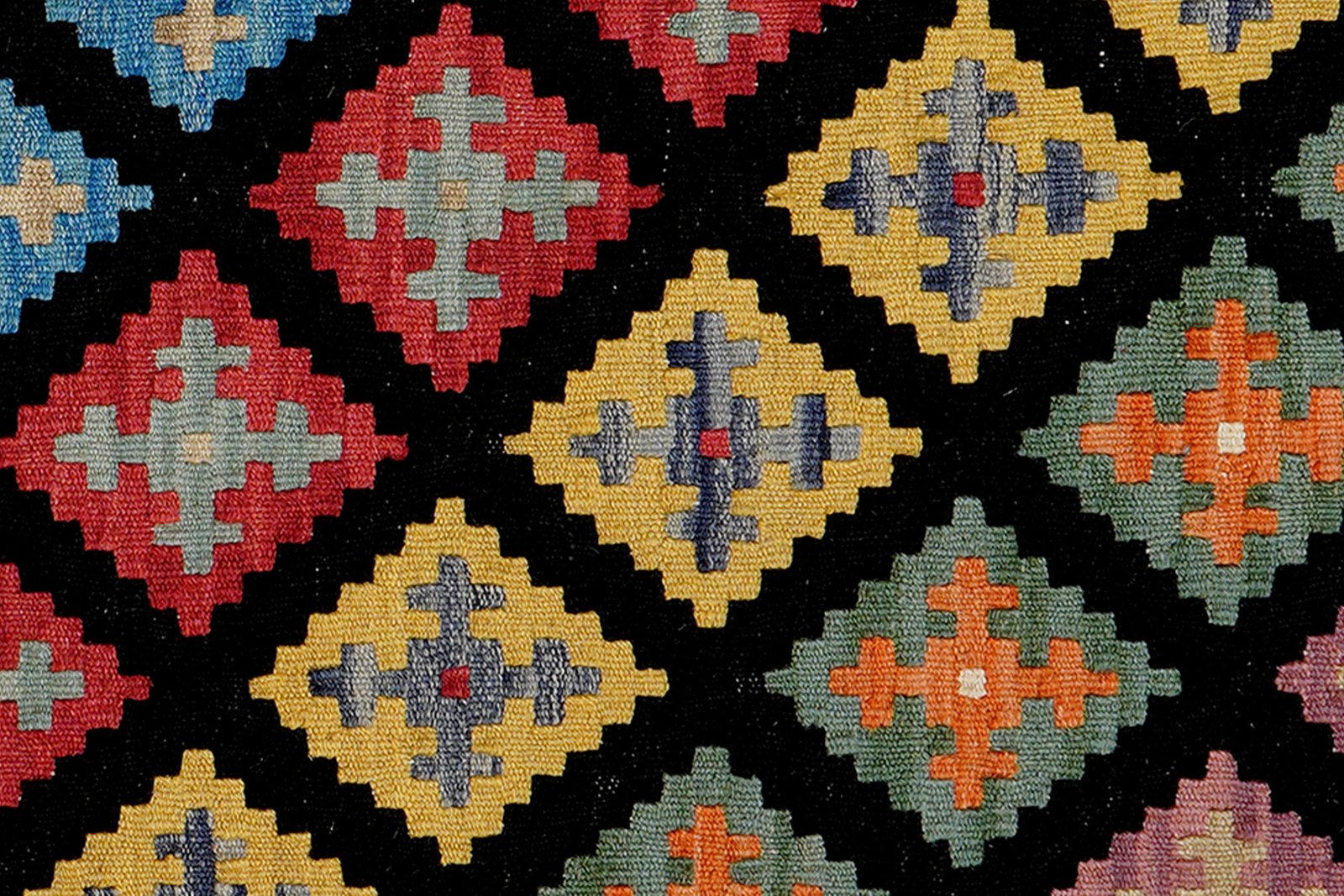 Kelim Gashgai — Handmade, 105x148 cm, Black, 100% Virgin Wool | View 5