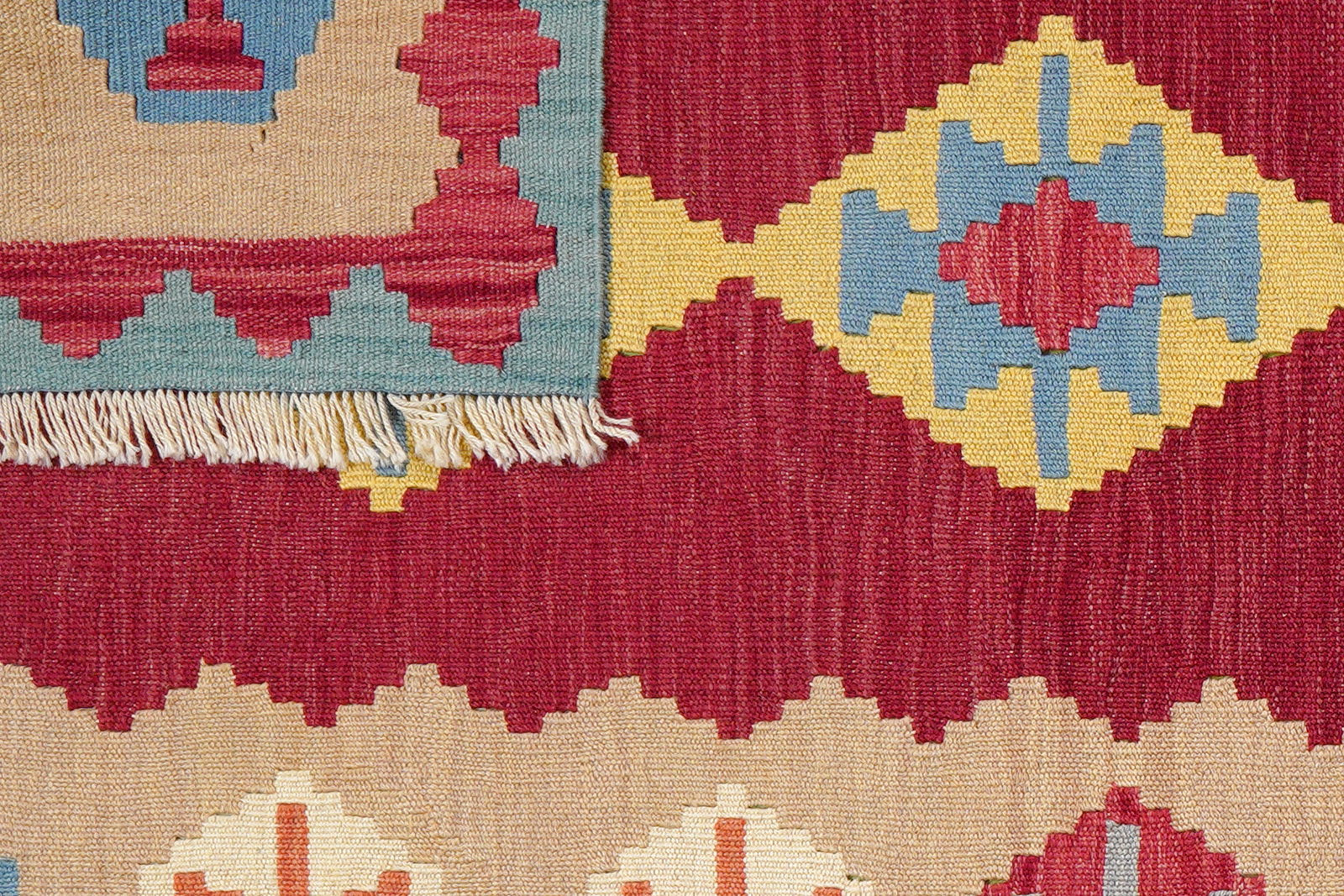 Kelim Gashgai — Handgefertigt, 164x109 cm, Beige, 100% Virgin Wool | View 7