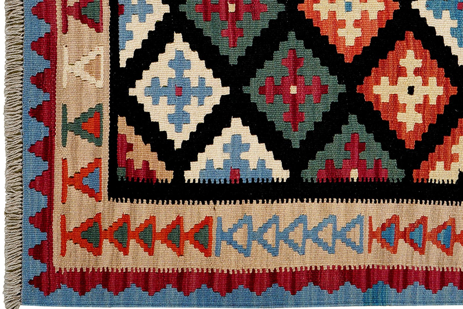 Kelim Gashgai — Handmade, 102x158 cm, Black, 100% Virgin Wool | View 3