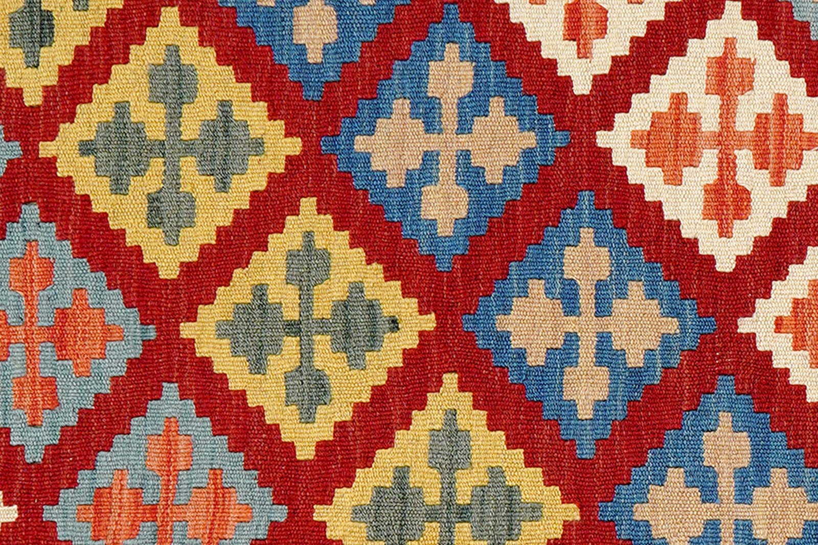 Kelim Gashgai — Handmade, 111x147 cm, Red, 100% Virgin Wool | View 5