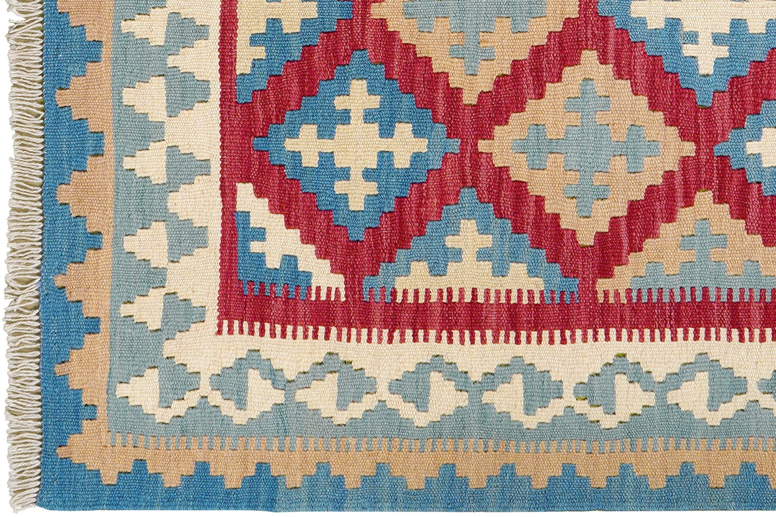 Kelim Gashgai — Handmade, 100x147 cm, Red, 100% Virgin Wool | View 3