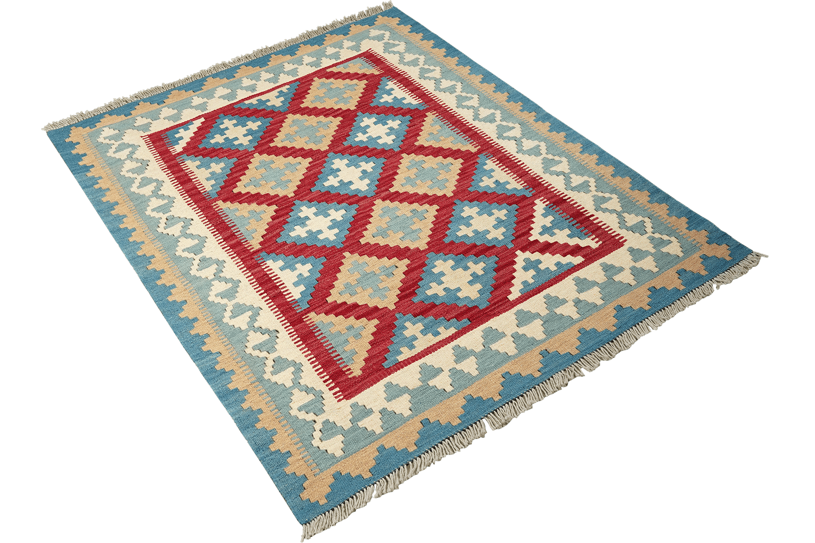 Kelim Gashgai — Handmade, 100x147 cm, Red, 100% Virgin Wool | View 4