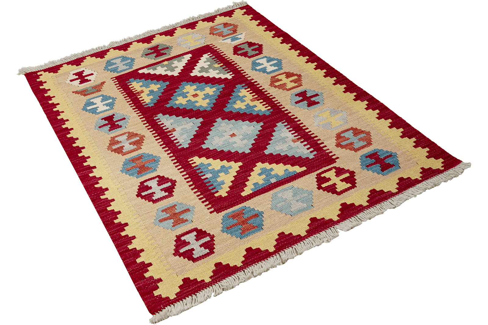 Kelim Gashgai — Handmade, 84x122 cm, Red, 100% Virgin Wool | View 4