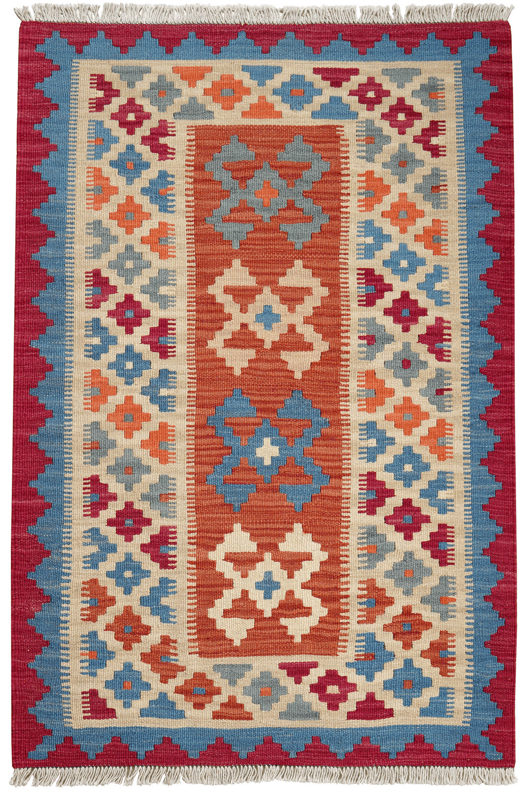 Kelim Gashgai — Handmade, 85x126 cm, Red, 100% Virgin Wool | Main view