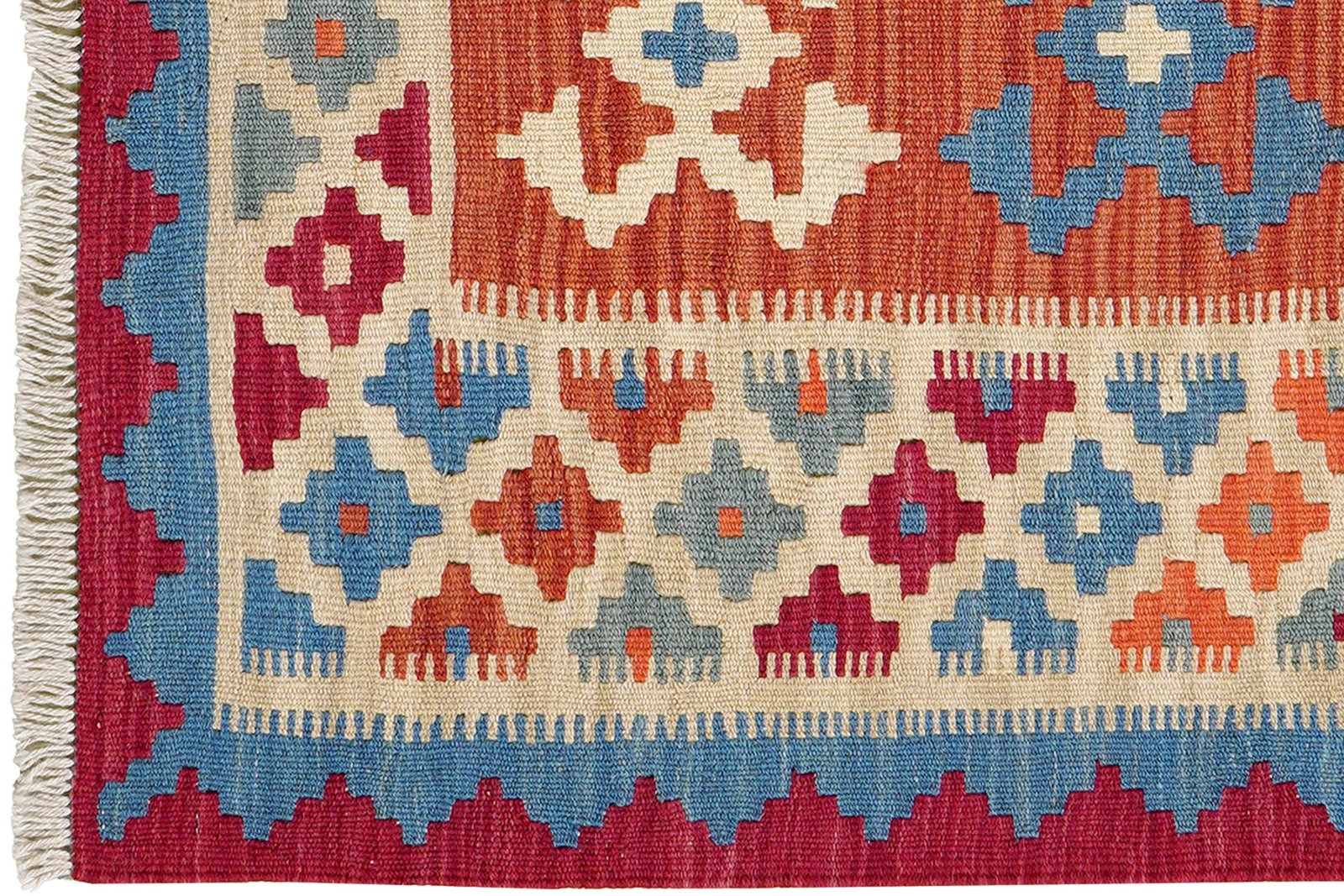 Kelim Gashgai — Handmade, 85x126 cm, Red, 100% Virgin Wool | View 3