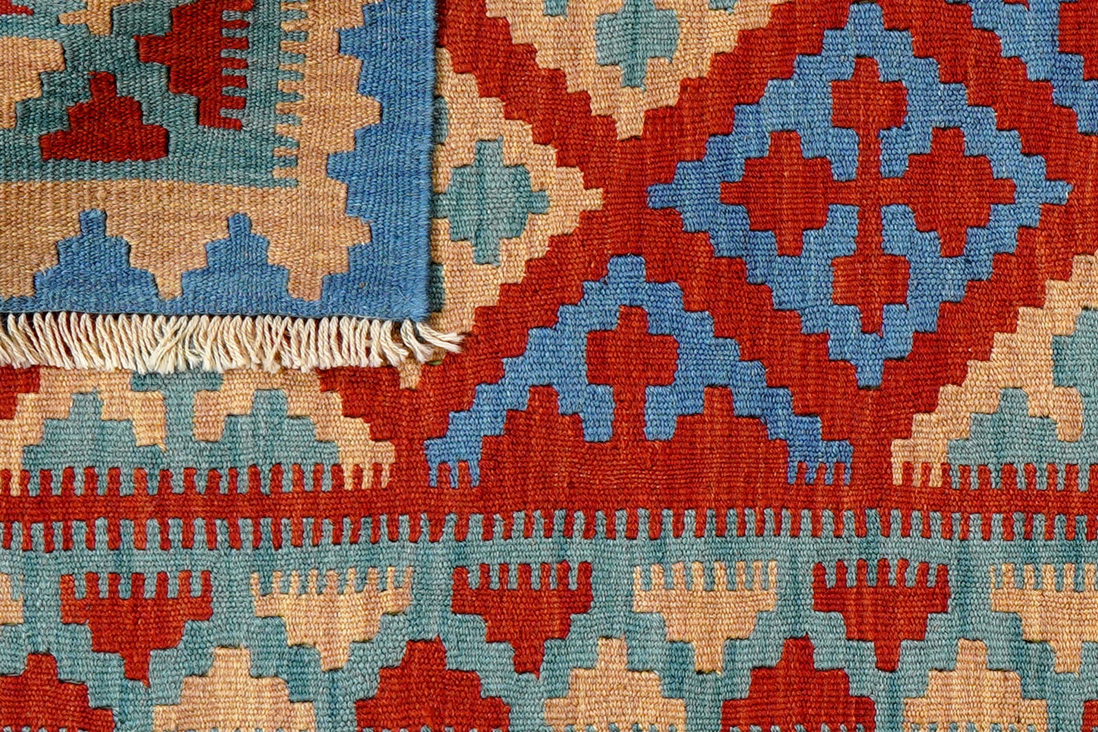 Kelim Gashgai — Handgefertigt, 127x80 cm, Grün, 100% Virgin Wool | View 7