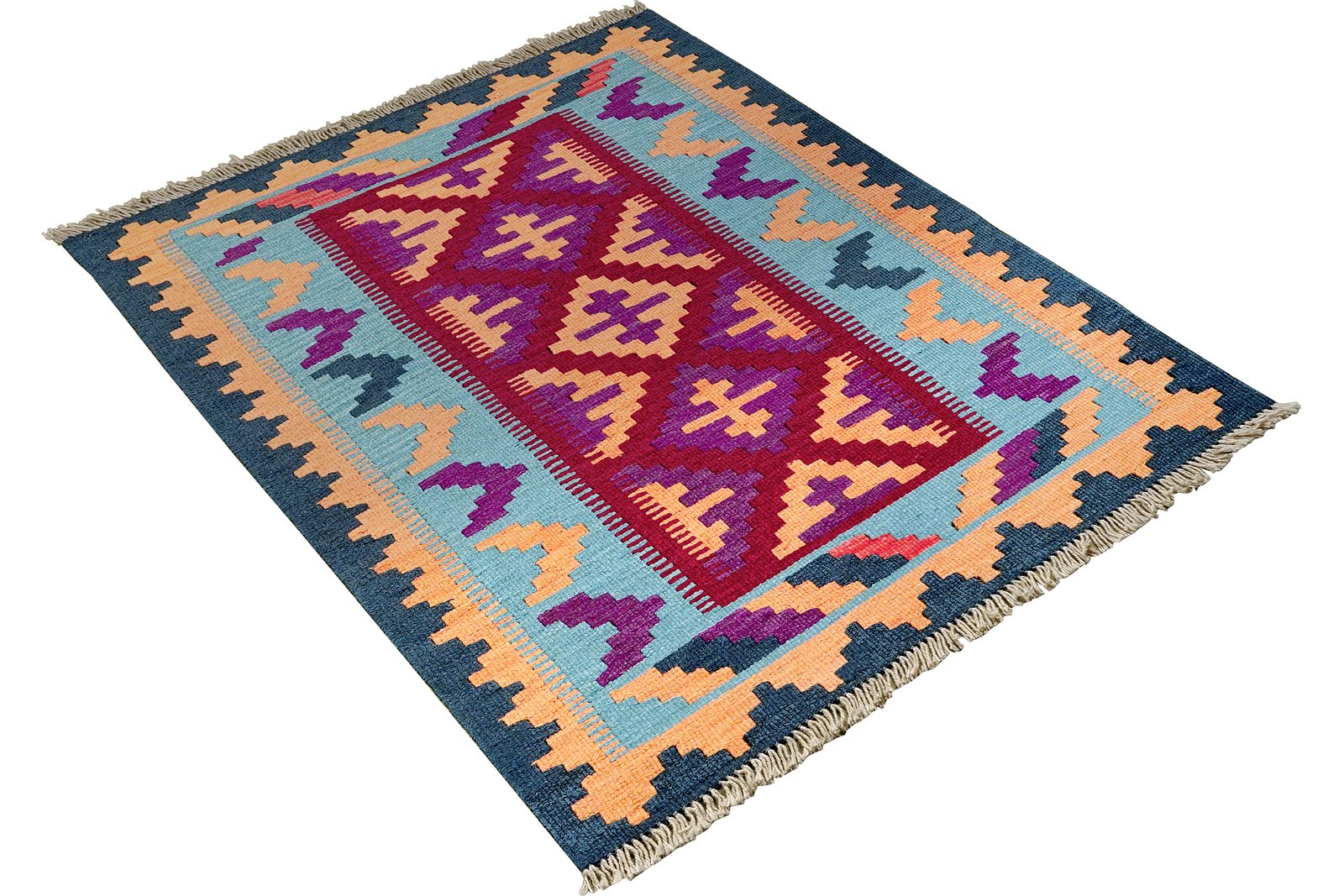 Kelim Gashgai — Handmade, 82x127 cm, Red, 100% Virgin Wool | View 4