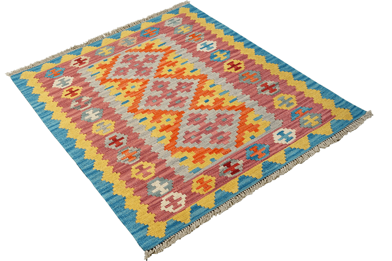 Kelim Gashgai — Handmade, 86x126 cm, Grey, 100% Virgin Wool | View 4