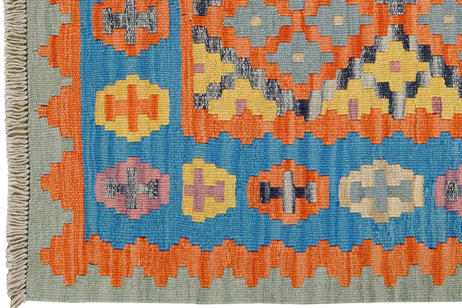 Kelim Gashgai — Handmade, 84x131 cm, Orange, 100% Virgin Wool | View 3