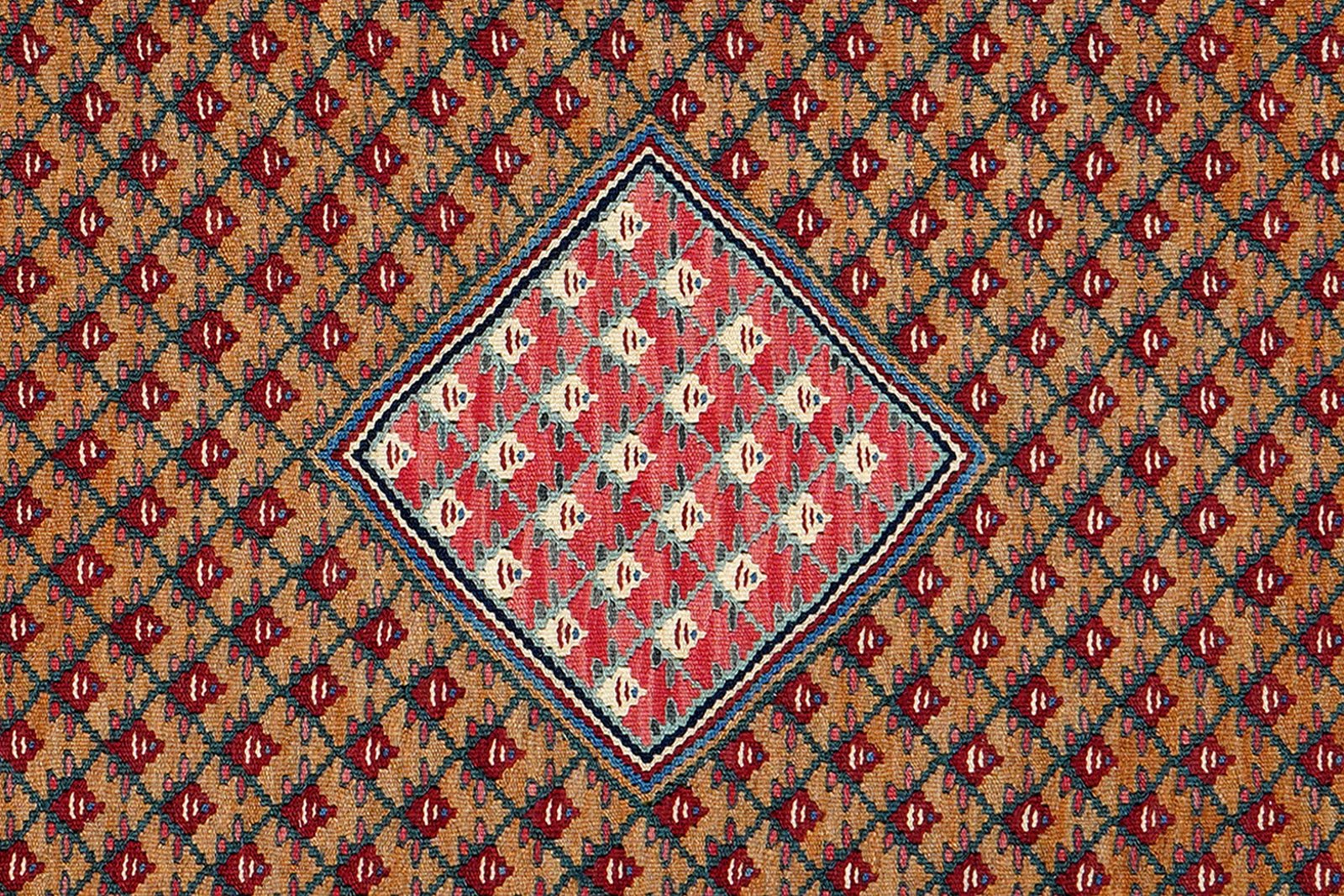 Kelim Senneh — Handmade, 100x157 cm, Brown, 100% Virgin Wool | View 5