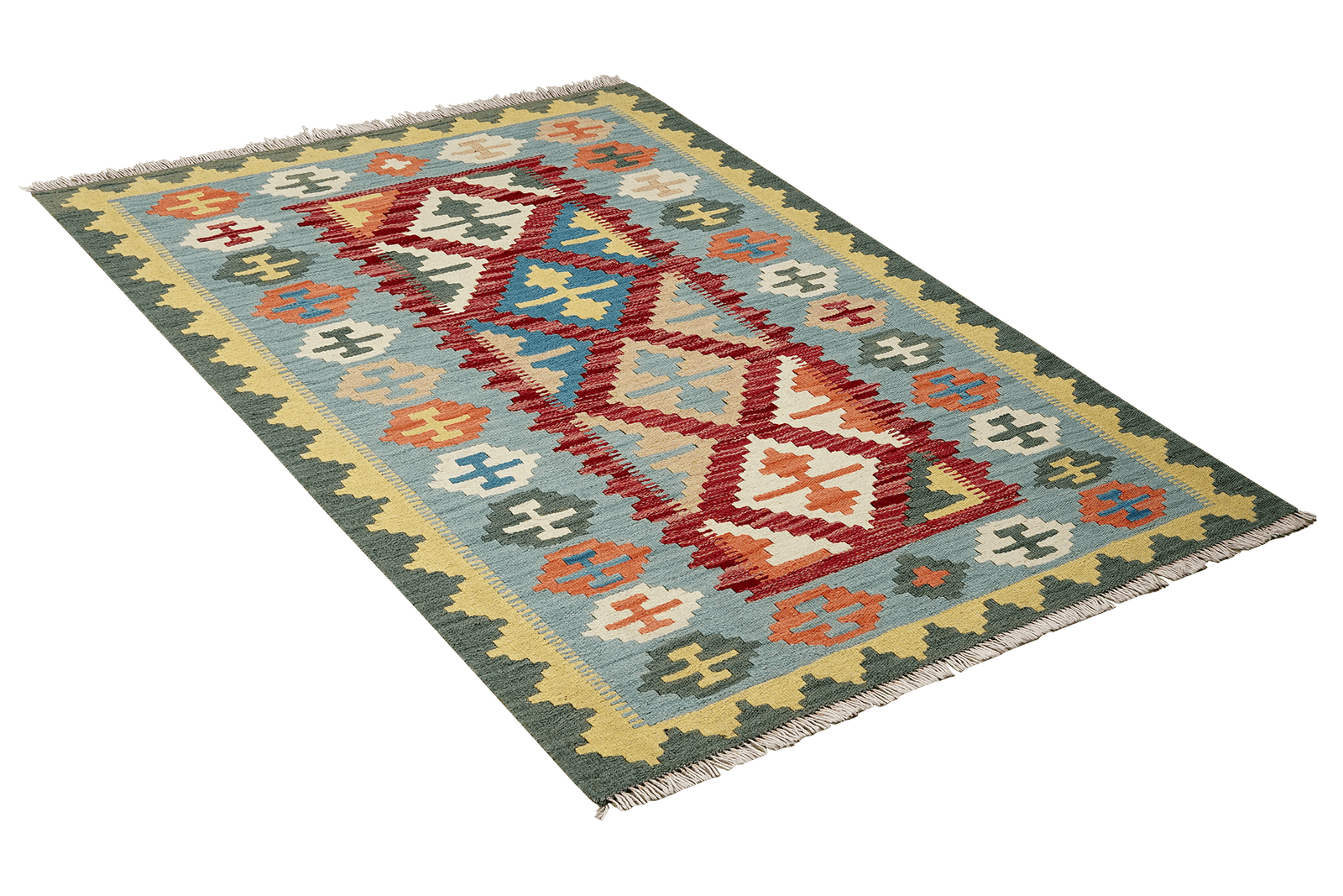 Kelim Gashgai — Handmade, 100x153 cm, Red, 100% Virgin Wool | View 4
