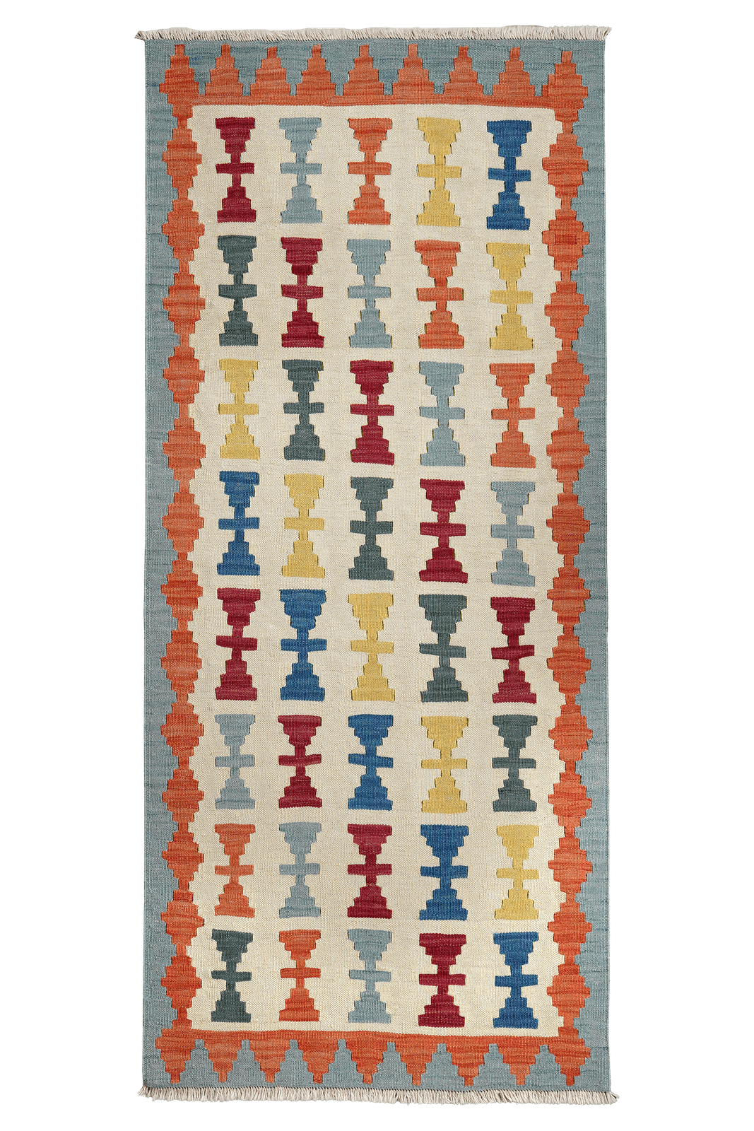 Kelim Gashgai — Handmade, 84x193 cm, Beige, 100% Virgin Wool | Main view
