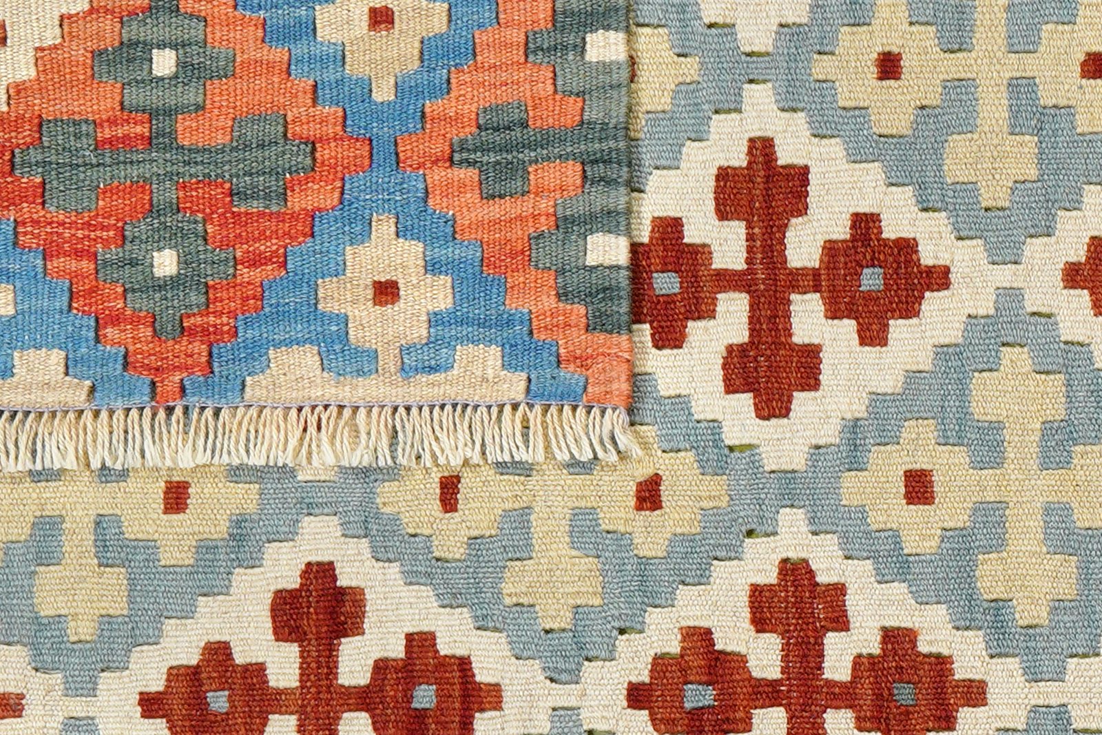 Kelim Gashgai — Handmade, 132x173 cm, Blue, 100% Virgin Wool | View 6