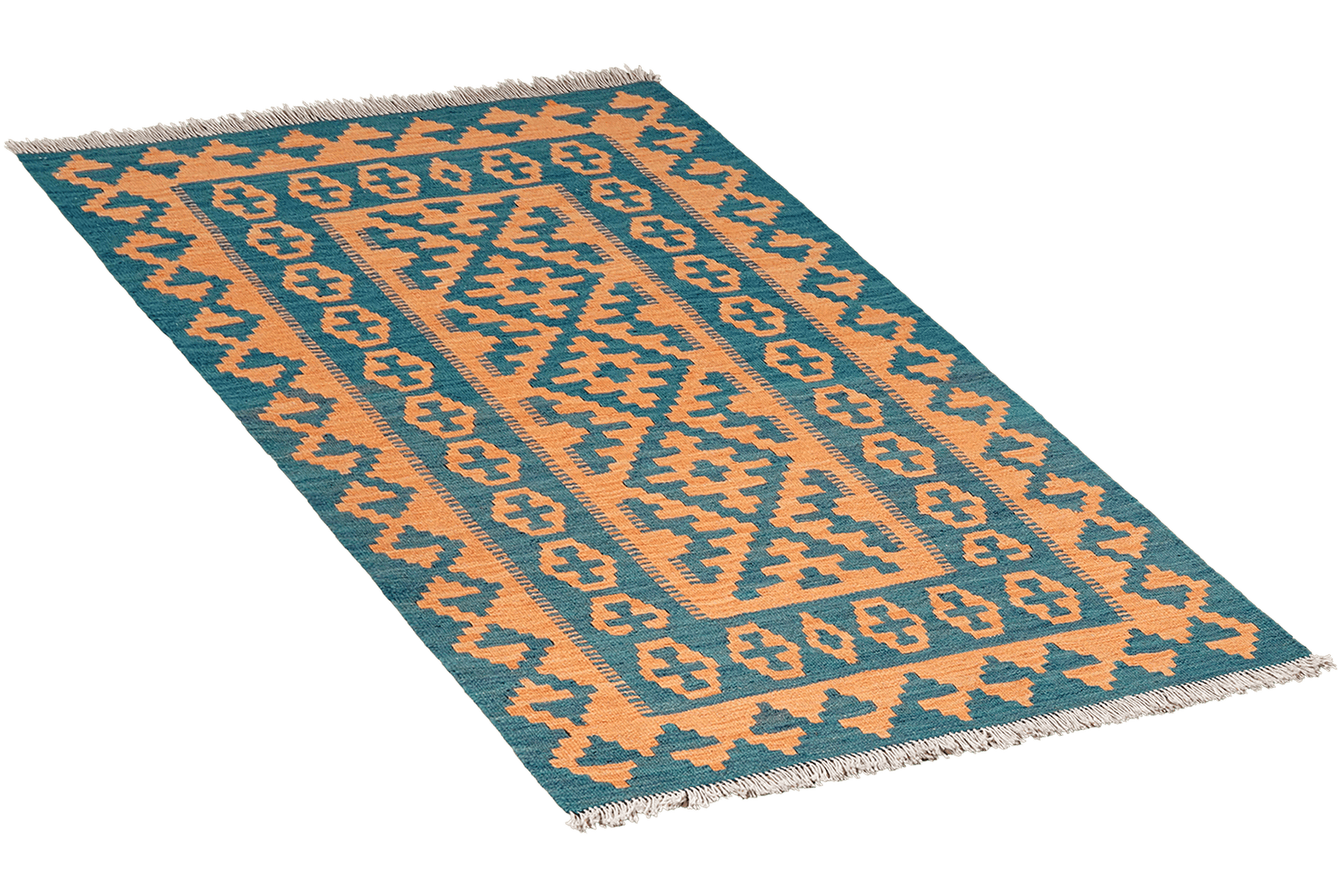 Kelim Gashgai — Handmade, 100x148 cm, Orange, 100% Virgin Wool | View 4