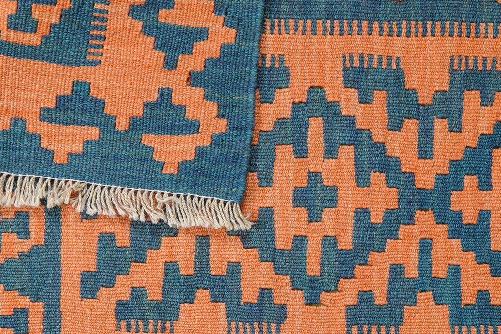 Kelim Gashgai — Handmade, 100x148 cm, Orange, 100% Virgin Wool | View 6