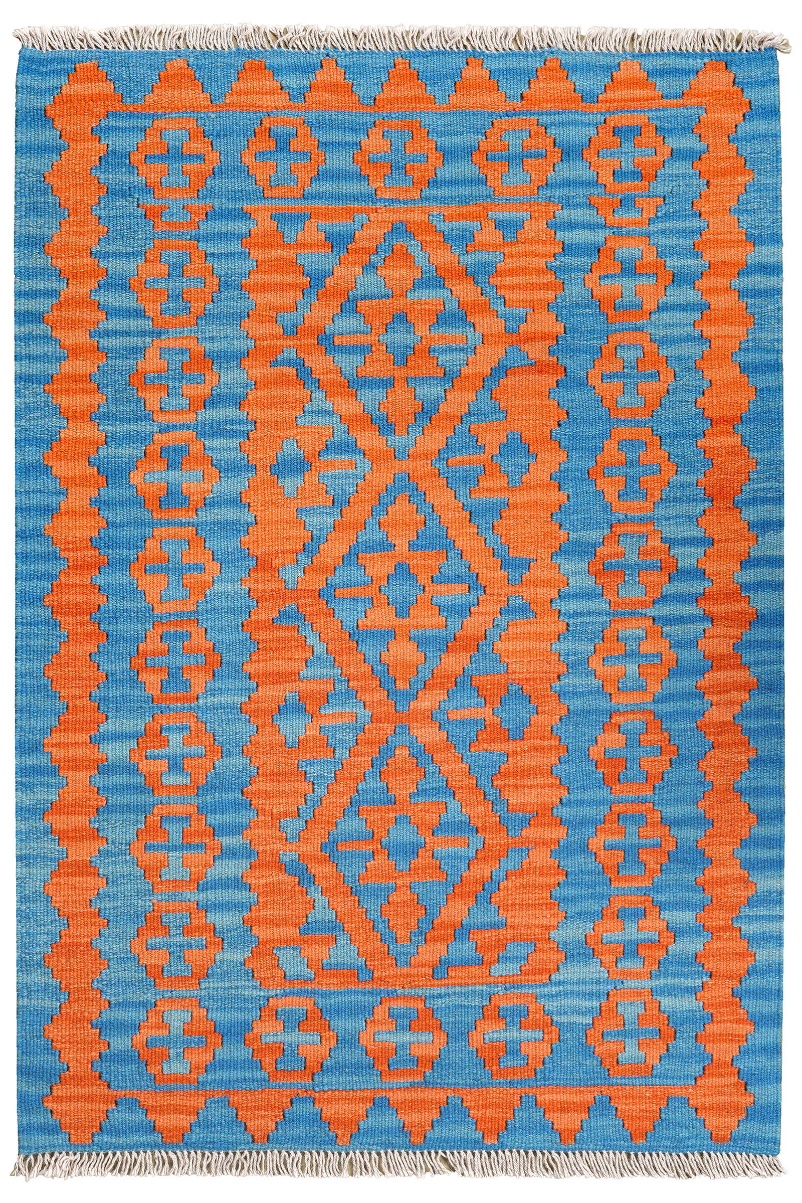 Kelim Gashgai — Handgefertigt, 127x89 cm, Orange, 100% Virgin Wool | Main view