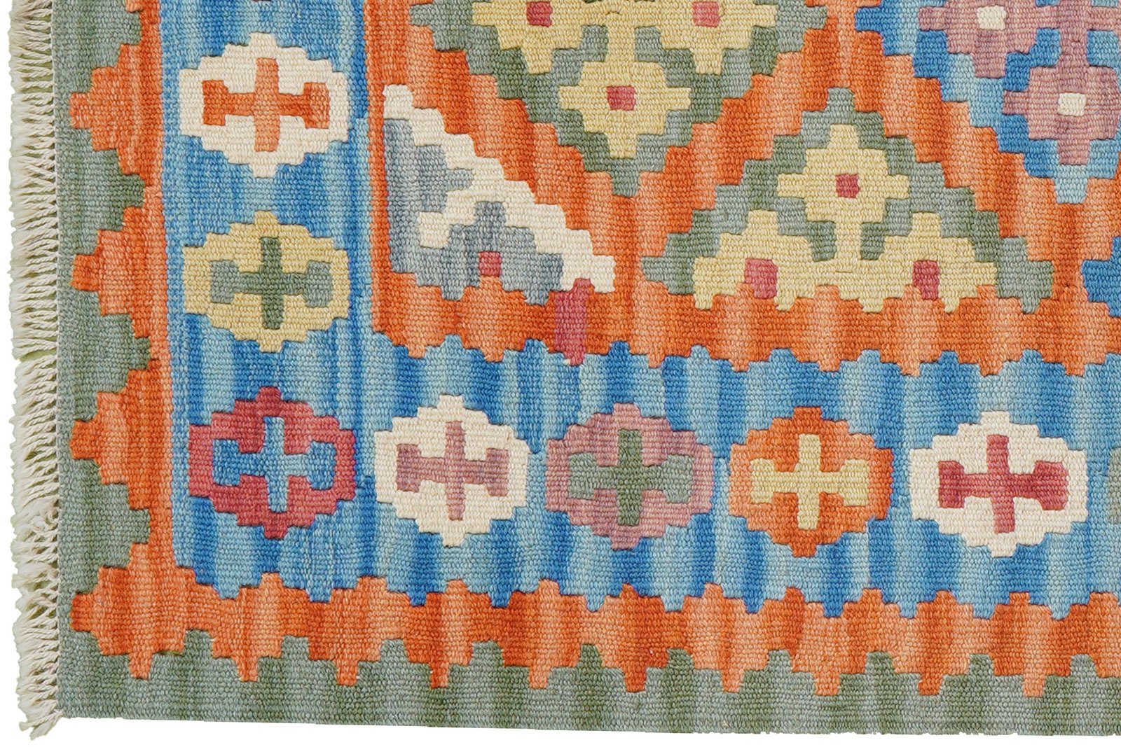 Kelim Gashgai — Handmade, 84x127 cm, Orange, 100% Virgin Wool | View 3