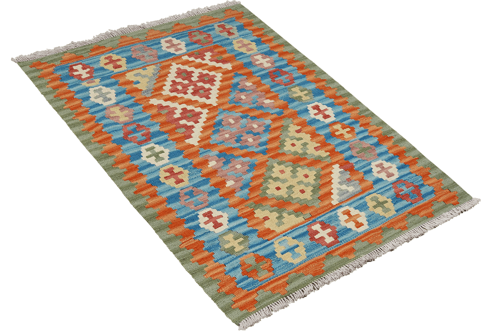 Kelim Gashgai — Handmade, 84x127 cm, Orange, 100% Virgin Wool | View 4