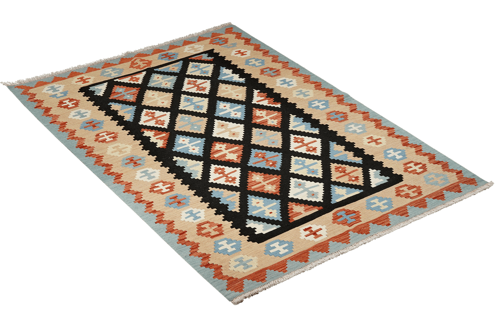 Kelim Gashgai — Handmade, 156x204 cm, Black, 100% Virgin Wool | View 4