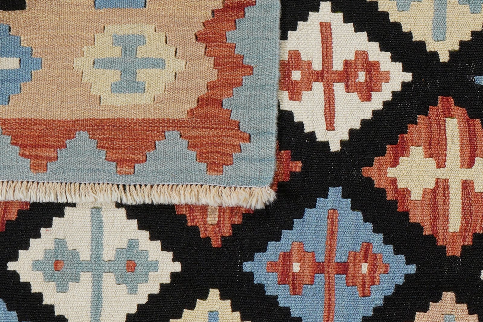Kelim Gashgai — Handmade, 156x204 cm, Black, 100% Virgin Wool | View 6