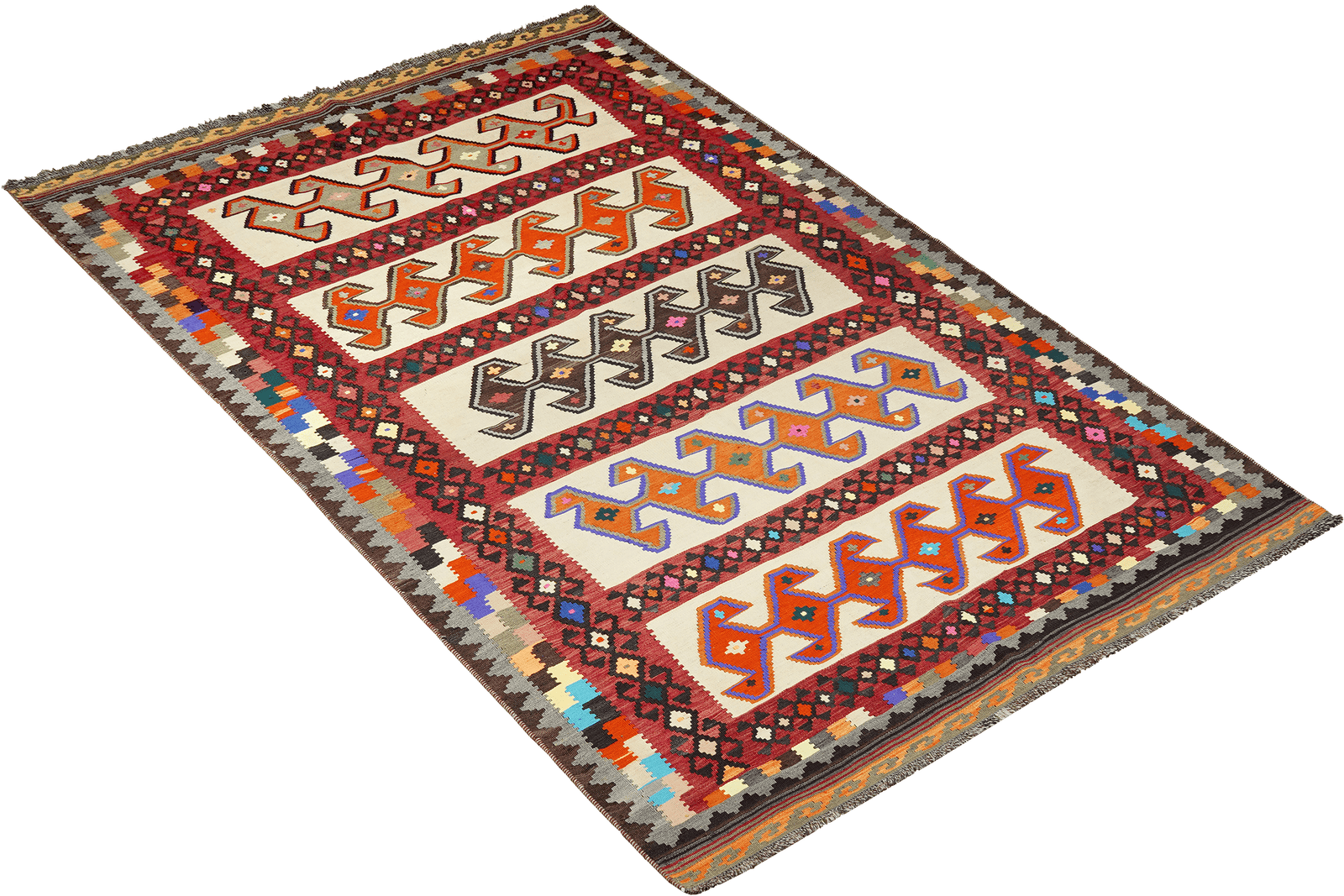Kelim Gashgai Old — Handmade, 149x259 cm, Multicolor, 100% Virgin Wool | View 4