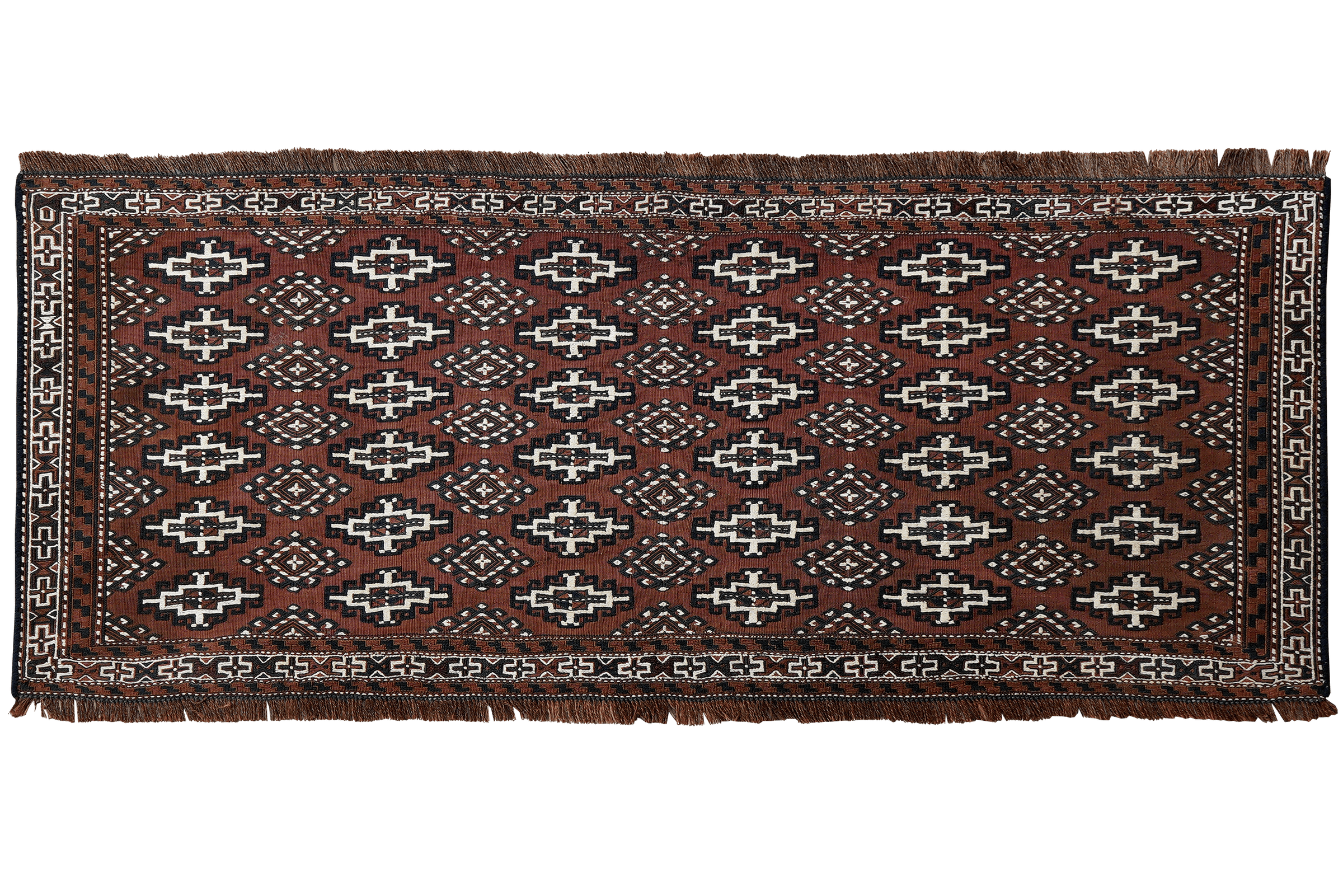 Kelim Turkman — Handmade, 124x50 cm, Brown, 100% Virgin Wool | Main view
