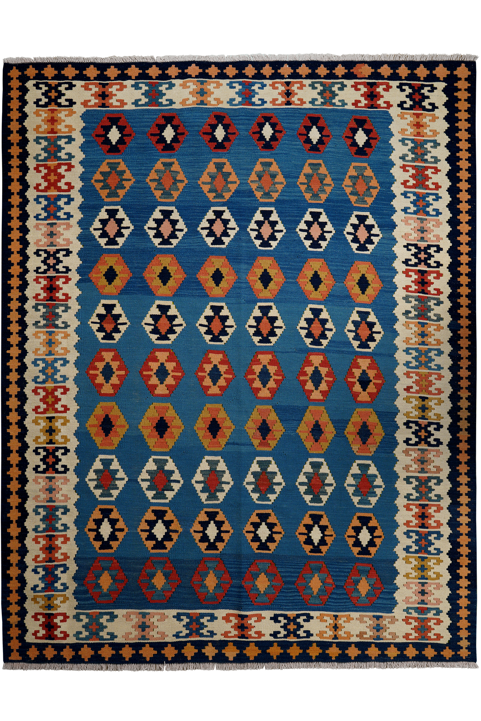 Kelim Gashgai Old — Handgefertigt, 201x160 cm, Beige, 100% Virgin Wool | Main view