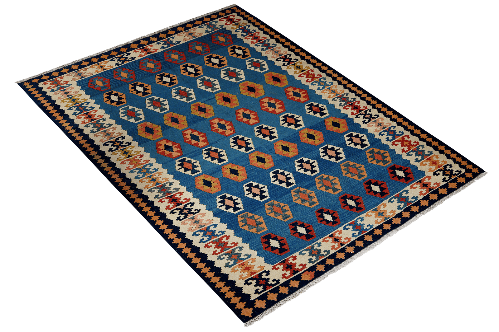 Kelim Gashgai Old — Handmade, 160x201 cm, Blue, 100% Virgin Wool | View 4