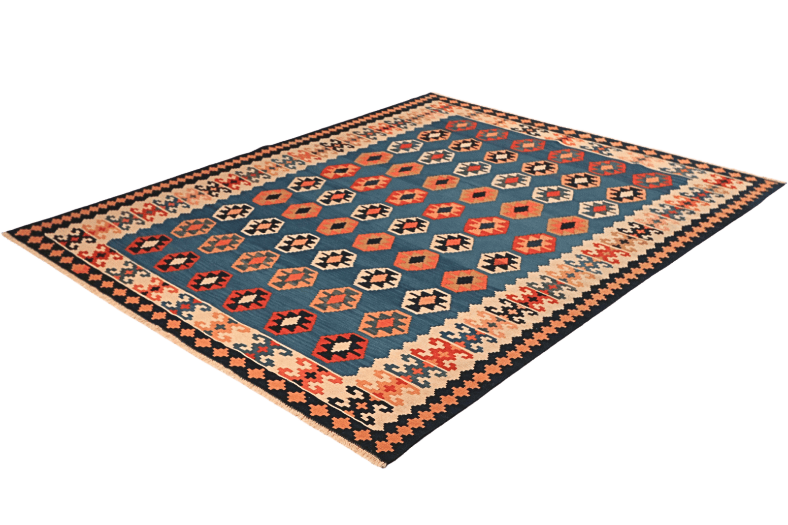 Kelim Gashgai Old — Handmade, 160x201 cm, Blue, 100% Virgin Wool | View 6