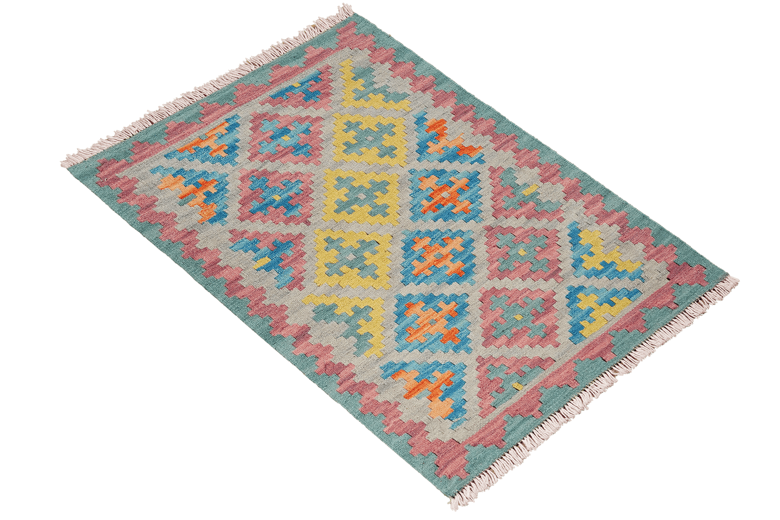 Kelim Gashgai — Handmade, 64x91 cm, Grey, 100% Virgin Wool | View 4