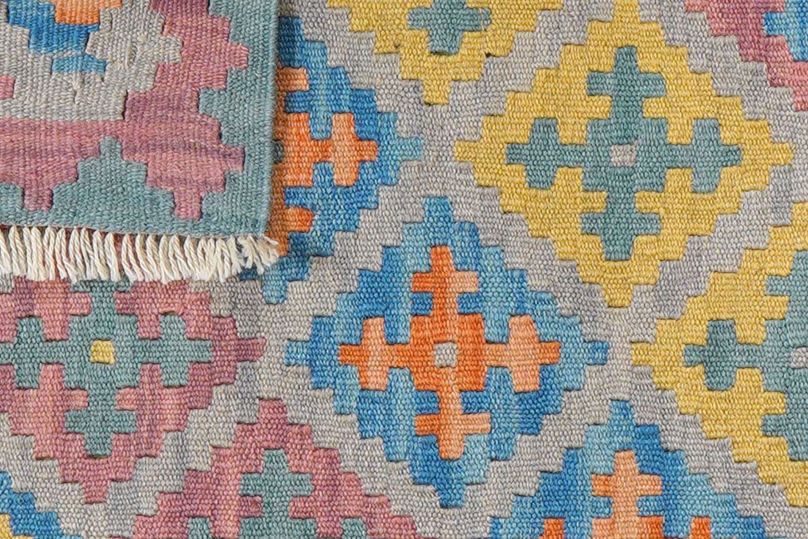 Kelim Gashgai — Handmade, 64x91 cm, Grey, 100% Virgin Wool | View 6