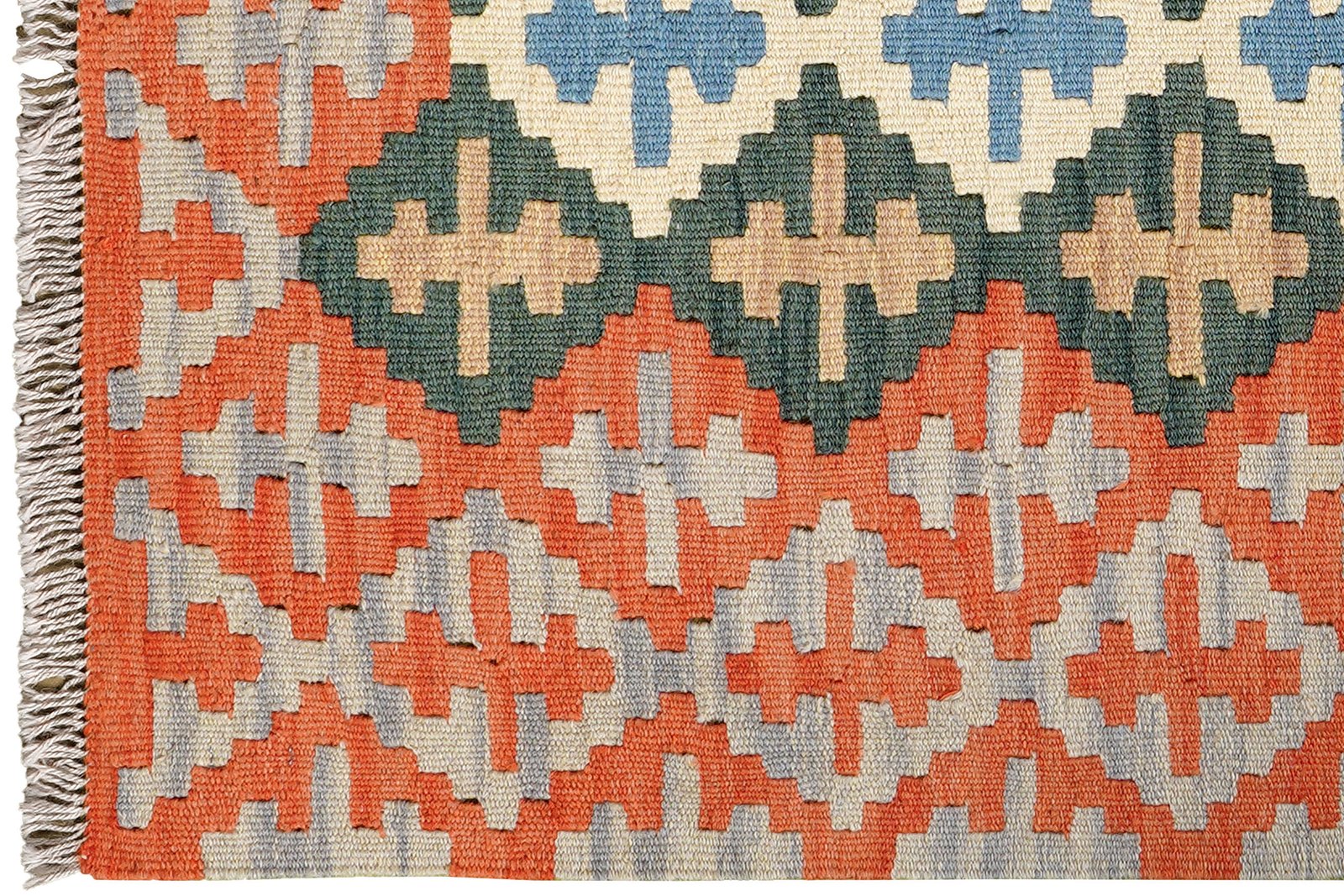 Kelim Gashgai — Handmade, 89x131 cm, Orange, 100% Virgin Wool | View 3