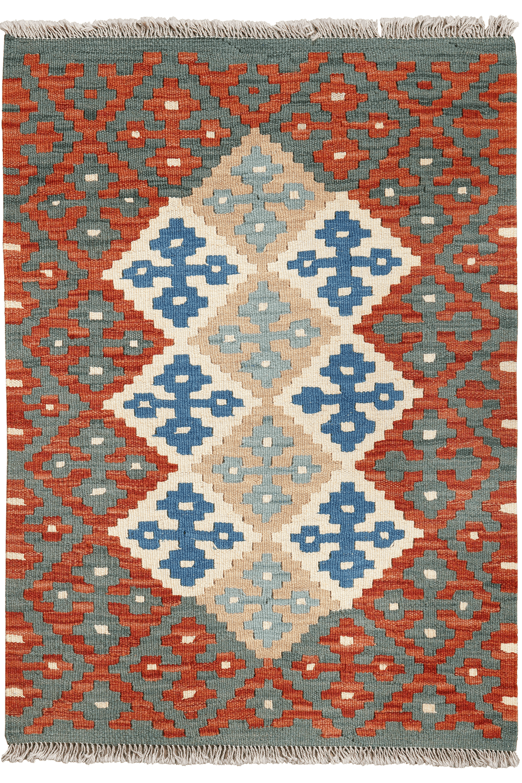 Kelim Gashgai — Handmade, 87x123 cm, Beige, 100% Virgin Wool | Main view