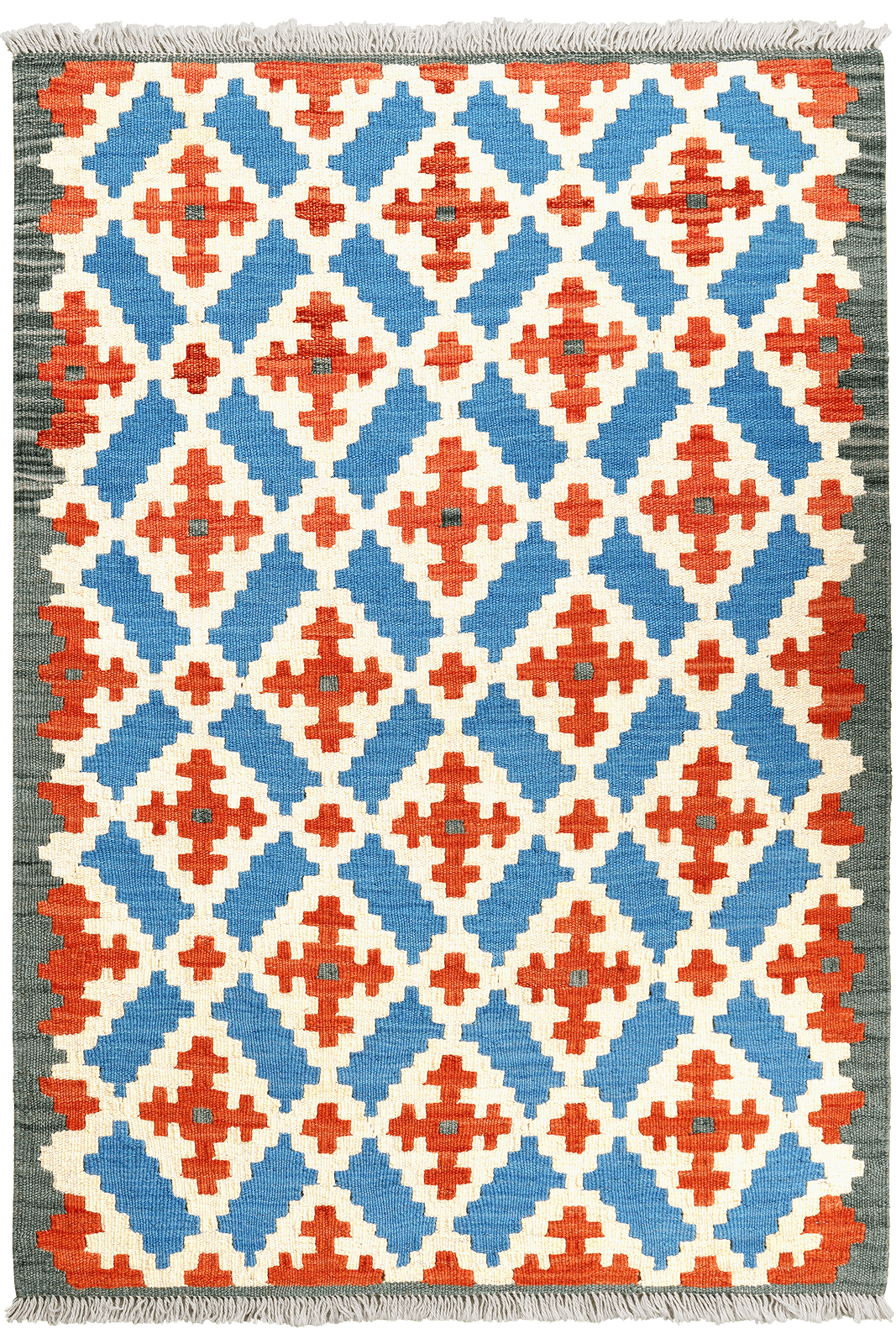 Kelim Gashgai — Handmade, 86x127 cm, Blue, 100% Virgin Wool | Main view