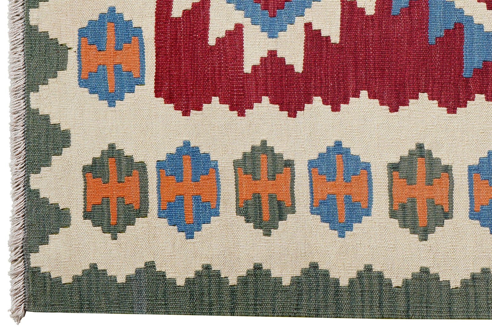 Kelim Gashgai — Handmade, 105x150 cm, Red, 100% Virgin Wool | View 3