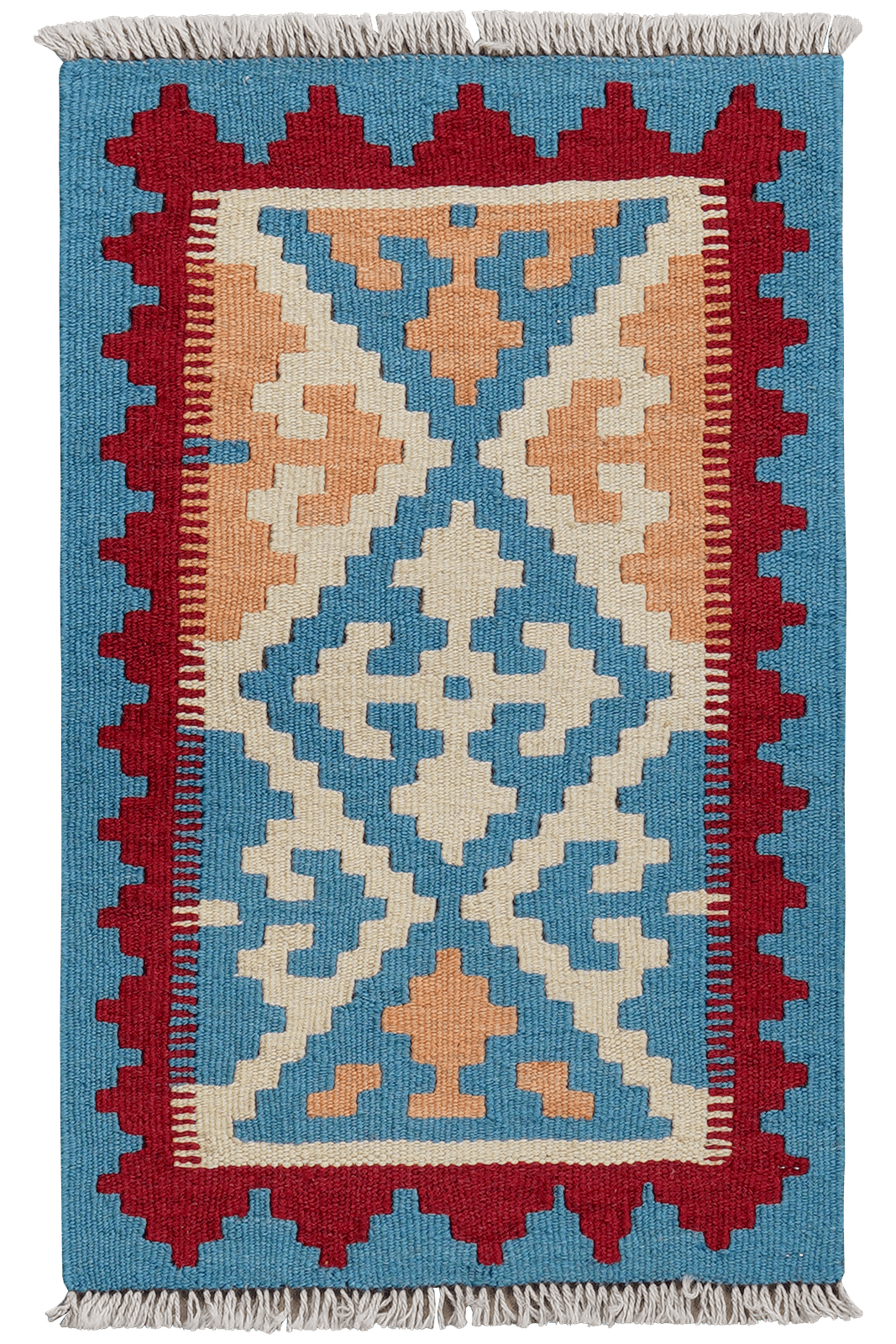 Kelim Gashgai — Handmade, 40x64 cm, Blue, 100% Virgin Wool | Main view