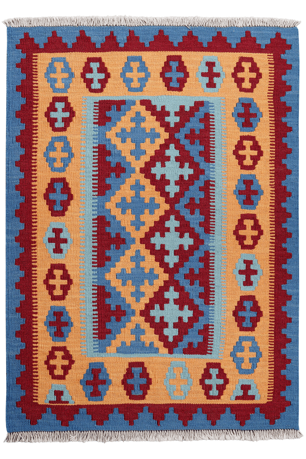 Kelim Gashgai — Handmade, 85x119 cm, Blue, 100% Virgin Wool | Main view